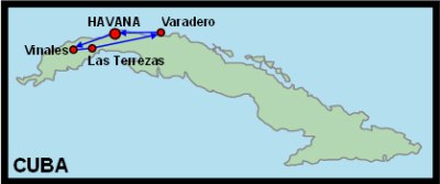 Map of the 'Pinar Del Rio Discovery' self-drive itinerary